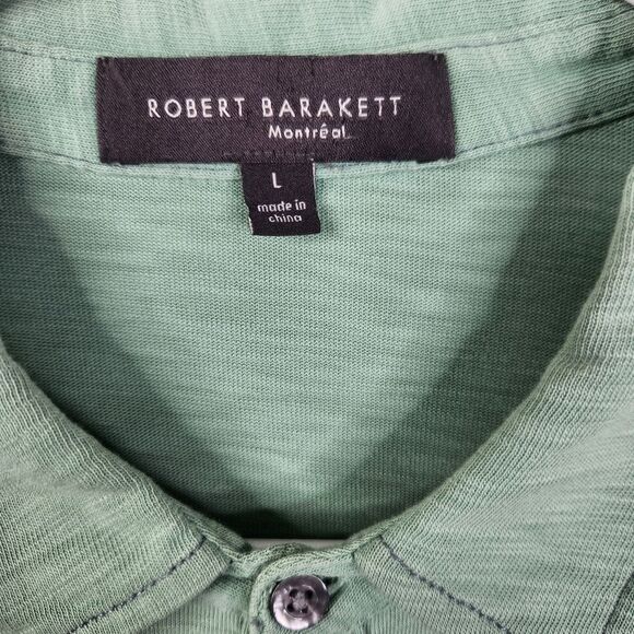 Robert Barakett Mens Heather Green Short Sleeve 3 Button Polo Shirt Size Large - Picture 4 of 6